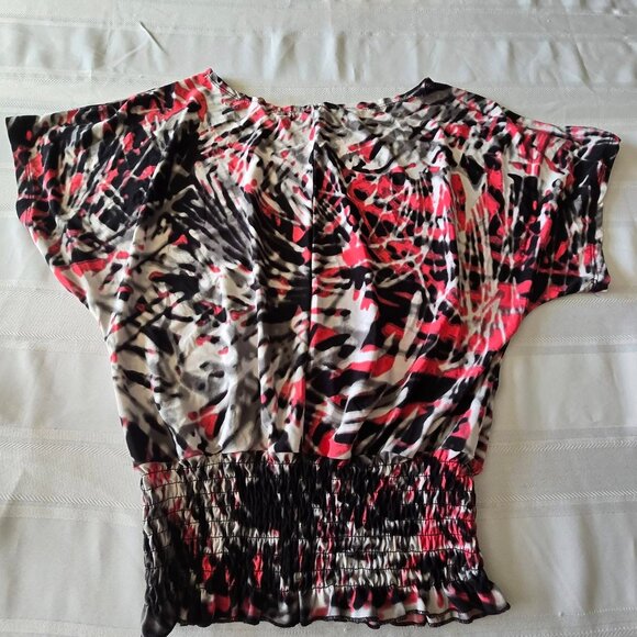 Women's Size Medium Isabella Rodriguez Short Sleeve, Colorful Print, Gathered - Picture 5 of 7
